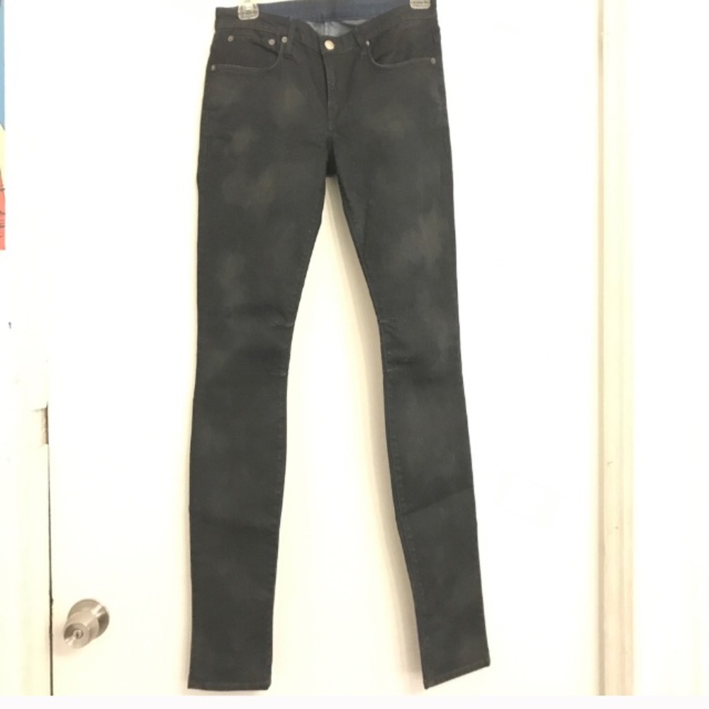 Helmut Lang Dark Coated Fade Print Skinny Jeans
